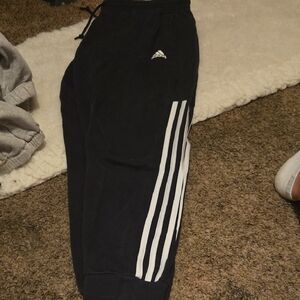 Adidas Womans Black and White Striped Joggers
